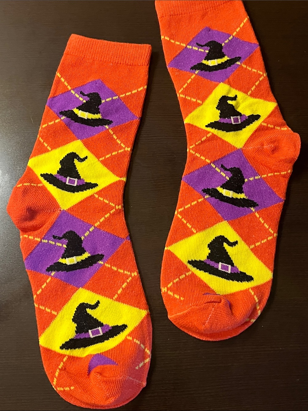 Halloween Witch Hat Crew Socks - Orange